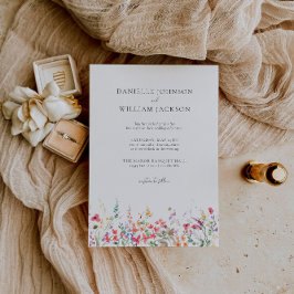 Spring Wildflower Floral Wedding Invitation Kaart