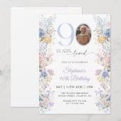 Spring Wildflower Foto 90e verjaardag Kaart (Voorkant / Achterkant)