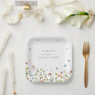 Spring Wildflower Garden Floral Minimalistische br Papieren Bordje