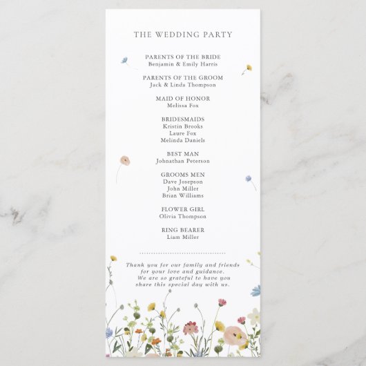 Spring Wildflower Garden Floral Minimalistische br Programma (Achterkant)