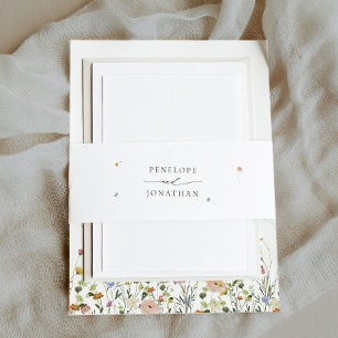 Spring Wildflower Garden Floral Minimalistische br Uitnodigingen Wikkel