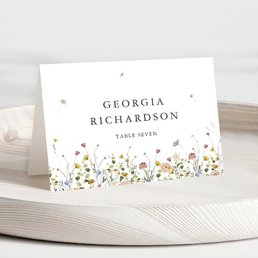Spring Wildflower Garden Minimalist Place Card Kaart