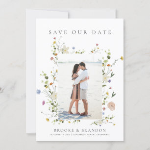Spring Wildflower Garden Minimalistische Bloemenfo Save The Date