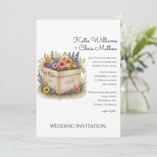 Spring Wildflower geschenkdoos QR Code Foto Bruilo Kaart (Staand voorkant)