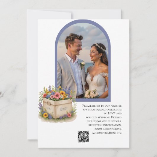 Spring Wildflower geschenkdoos QR Code Foto Bruilo Kaart (Achterkant)