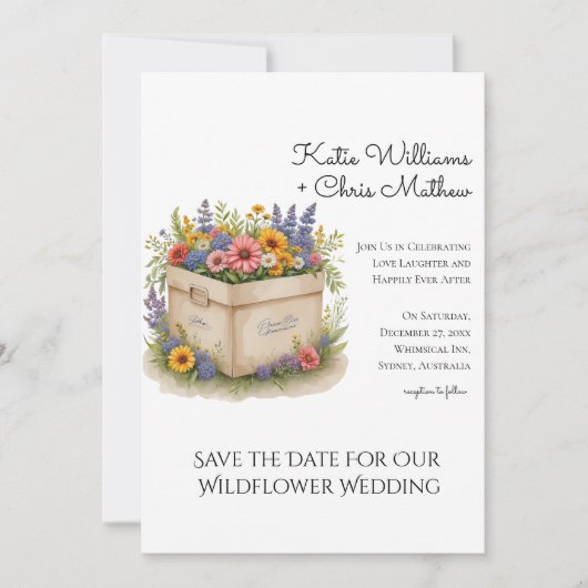 Spring Wildflower geschenkdoos QR Code Foto uitnod Kaart (Voorkant)