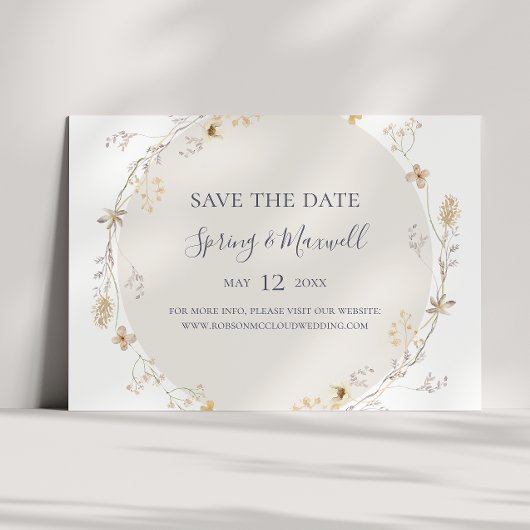 Spring Wildflower | Horizontaal wit sparen de Datu Save The Date