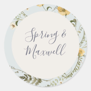Spring Wildflower Lichte blauwe bruiloft Ronde Sticker