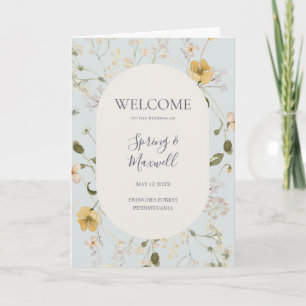 Spring Wildflower Light Blue Folded Wedding Programma