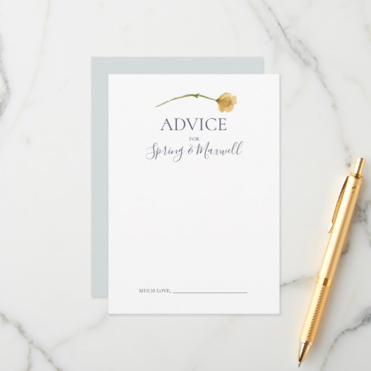 Spring Wildflower | Light blue Weddenvice Card Advieskaart (Voorkant / Achterkant in situ)