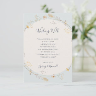 Spring Wildflower Light Blue Wishing Well Card Informatiekaartje