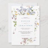 Spring Wildflower Meadow Garden QR code Bruiloft Kaart (Voorkant)