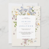 Spring Wildflower Meadow Garden QR Code Bruiloft Kaart (Voorkant)