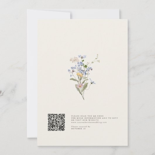 Spring Wildflower Meadow Garden QR Code Bruiloft Kaart (Achterkant)