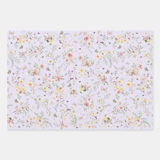 Spring Wildflower Meadow Sprookje Bloementuin Inpakpapier Vel (Voorkant 3)