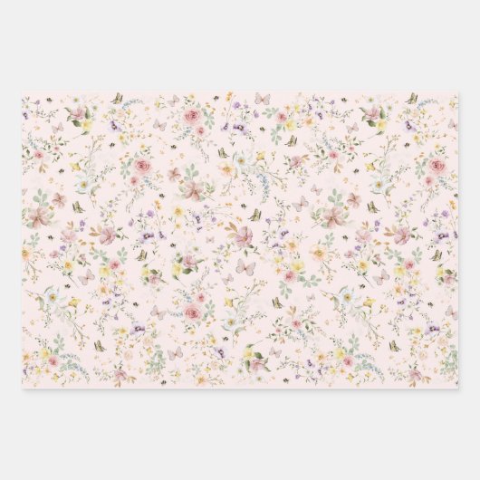 Spring Wildflower Meadow Sprookje Bloementuin Inpakpapier Vel (Voorkant 2)