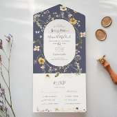 Spring Wildflower | Paarse mosterdzegel en verzend All In One Uitnodiging