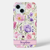 Spring Wildflower Pastel Roze Paarse aangepaste na Case-Mate iPhone Case (Achterkant)