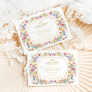 Spring Wildflower Quinceanera Mis Quince Anos RSVP Informatiekaartje