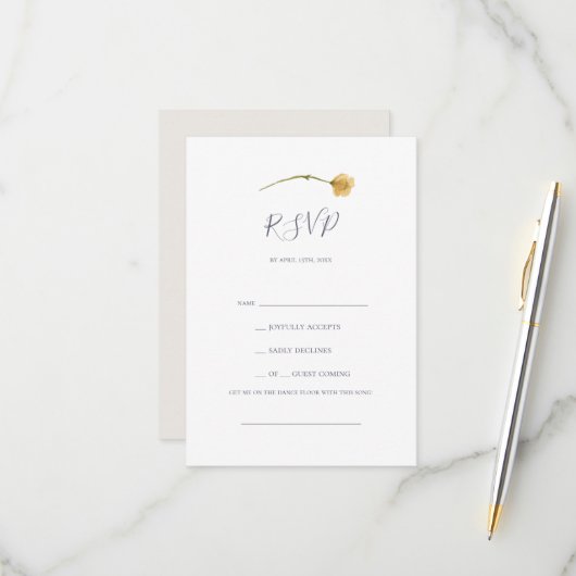 Spring Wildflower | RSVP-kaart voor White Song Req RSVP Kaartje (Voorkant / Achterkant in situ)