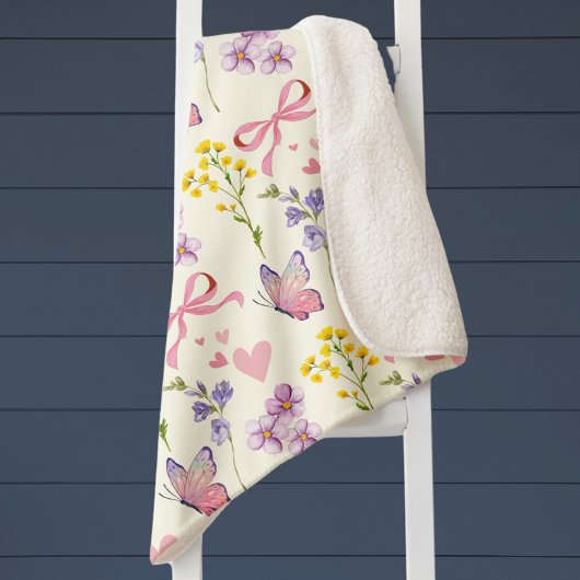 Spring Wildflower Sherpa Blanket Deken