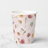 Spring Wildflower Verjaardagsfeestje Papier Cups Papieren Bekers (Achterkant)