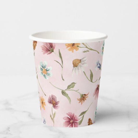 Spring Wildflower Verjaardagsfeestje Papier Cups Papieren Bekers (Voorkant)