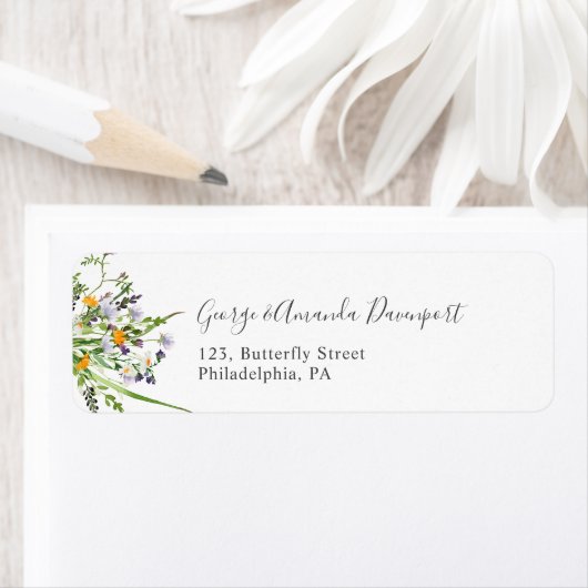 Spring Wildflower Weduwingadreslabel Etiket (Insitu)