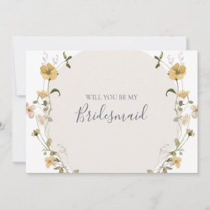 Spring Wildflower White Bridesmaid proposal card Kaart