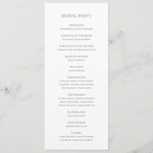 Spring Wildflower | White Wedding Programme Programma (Achterkant)