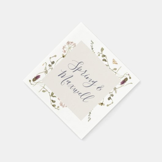 Spring Wildflower | Witte bruiloft Napkins Servet (Hoek)