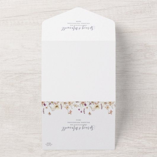 Spring Wildflower | Witte zegels en verzenden All In One Uitnodiging (Buitenkant)