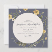 Spring Wildflower Wreath Paars Square Wedding Kaart (Voorkant)