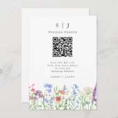 Spring WildflowerQR Code Bruiloft Informatiekaartje (Voorkant / Achterkant)