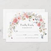 Spring Wildflowers Arch Roze Witte Huwelijk RSVP Save The Date (Voorkant / Achterkant)