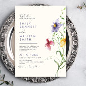 Spring Wildflowers Modern Boho Rustiek Huwelijk Kaart