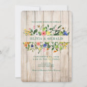 Spring Wildflowers on Wood Wedding Invitation  (Devant)