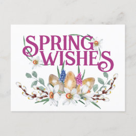 Spring Wishes Floral Eggs Pagan Equinox Briefkaart