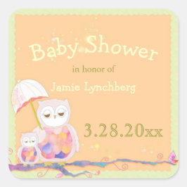 Spring Woodland Owls Baby shower Vierkante Sticker