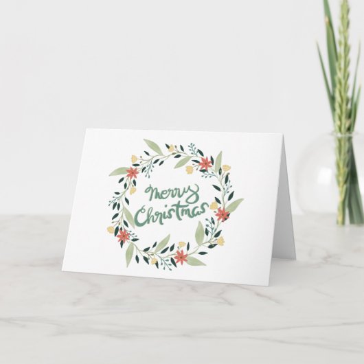 Spring Wreath Merry Kerstmis Kaart (Voorkant)