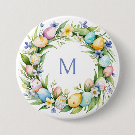 Spring Wreath Pastel Decorated Eieren Pasen Ronde Button 7,6 Cm