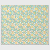 Spring Yellow Flowers on Green Cadeaupapier (Vlak)