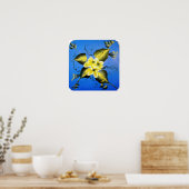 SPRINGBLOSSEN OP BLAUW POSTER (Keuken)