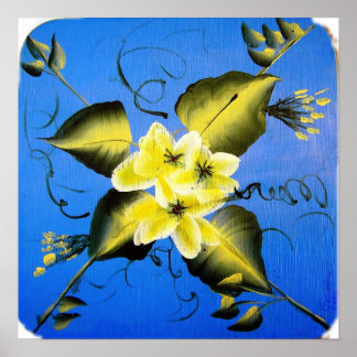 SPRINGBLOSSEN OP BLAUW POSTER