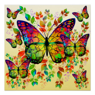 SPRINGBUTTERFLIES COLORFUL NATUUR PERFECT POSTER