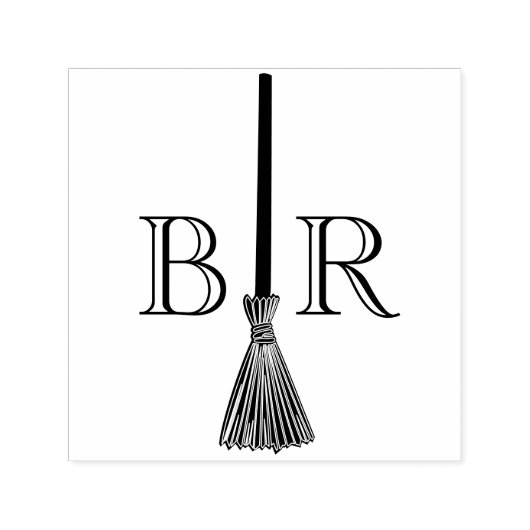 Springen de bezem C paar bruiloft 2 Initiaal Monog Zelfinktende Stempel (Design)