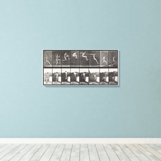 Springen, hardlopen, verspringen 1887 Edweard Muyb Canvas Afdruk (Insitu (Houten vloer))