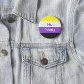  springen NB Nonbinary Pride Flag Ronde Button 5,7 Cm (In situ)