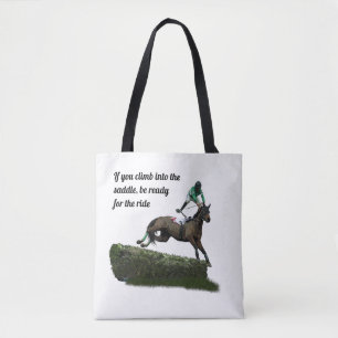 springen paard jockey in groene Canvas tas