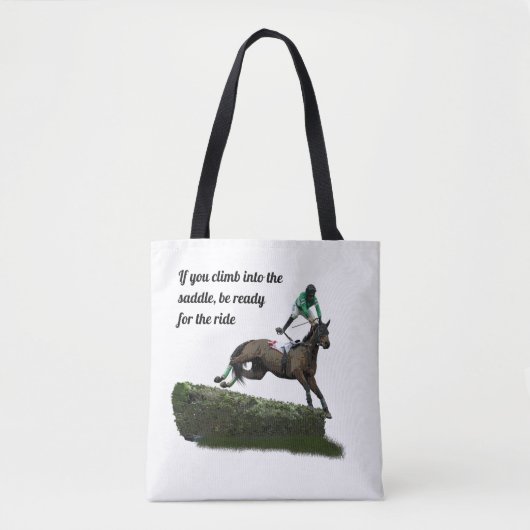 springen paard jockey in groene Canvas tas (Voorkant)